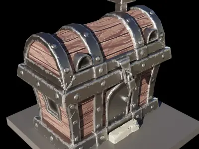 Stylized chest house  Low-poly 3D model