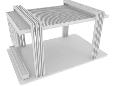 Pergola outdoor structure with metal poles 3D model