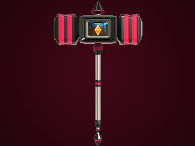 Sci-Fi Battle Hammer 02 All PBR Unity UE V-Ray Textures Included Low-poly 3D model