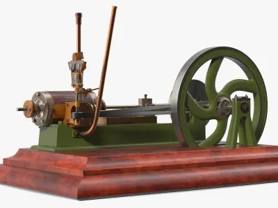  Retro Steam Engine Green Flywheel 