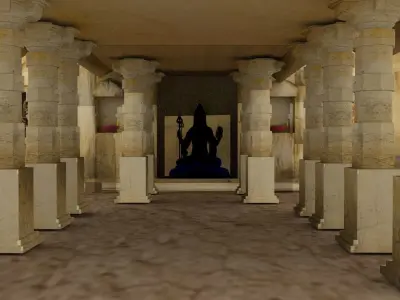 Temple 3d model lowpoly  fbx obj mb ma game ready texture Low-poly 3D model