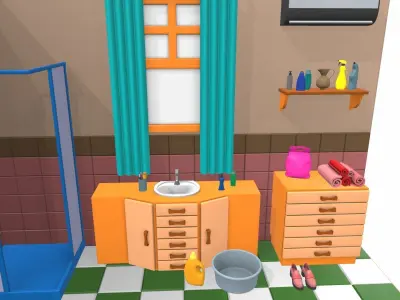 Isometric cartoon bathroom 02 3D model