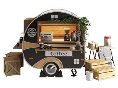 Foodtruck trailer set 6 3D model