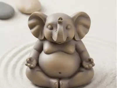 Zen Elephant Meditating Animal Sculpture for 3D Printers 3D print model