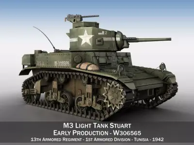 M3 Light Tank Stuart - W306565 3D model