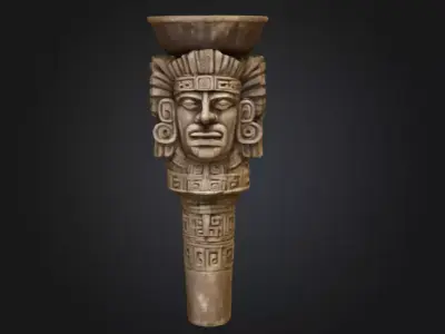 Aztec Stone Chalice Low-poly 3D model