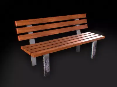 Park Bench Modern outdoor bench Long seat Free low-poly 3D model