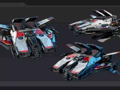 BOXER - Fighter Spaceship Low-poly 3D model
