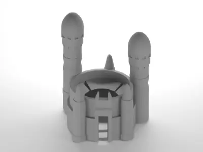 Collection of different low-poly buildings Low-poly 3D model