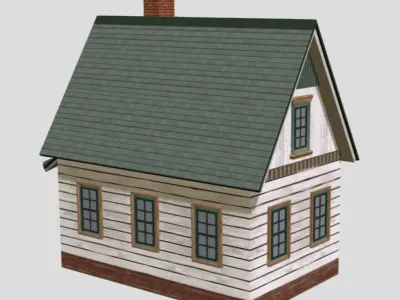 American Style Cottage - Town House Model Low-poly 3D model