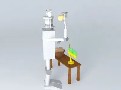 Hanukkah robot making food on table Free 3D model