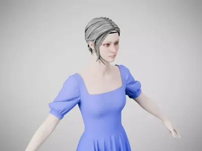 Dress 26 Very Light Blue Low-poly 3D model