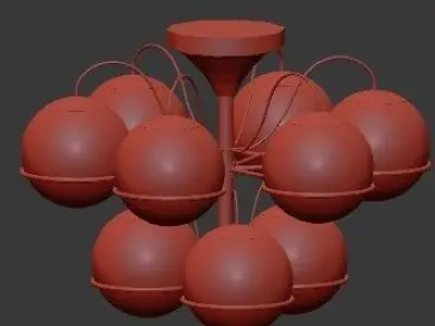 Untitled brass ceiling light with glass globes 3D model