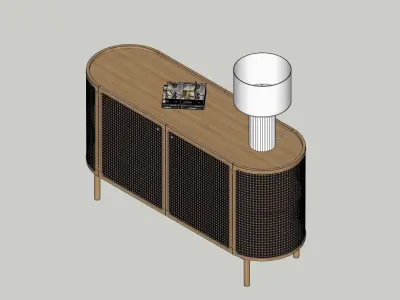 Side Cabinet SKLUM Rattan and Edwina Wood 3D model