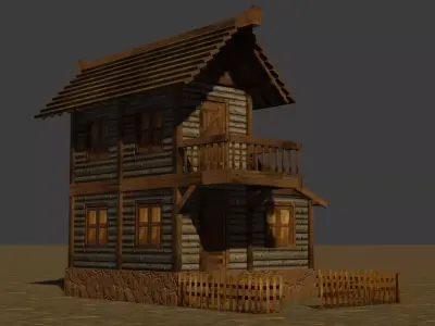 Medieval house nine 15 Low-poly 3D model