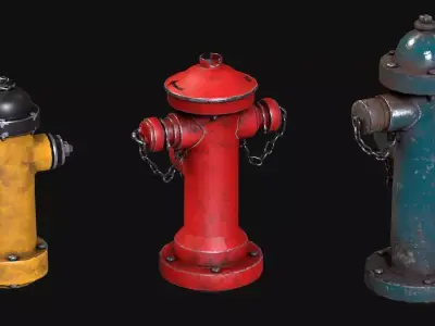 Fire Hydrants Low-poly 3D model