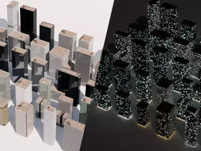 Tall Buildings - Skyscrapers  Low-poly 3D model