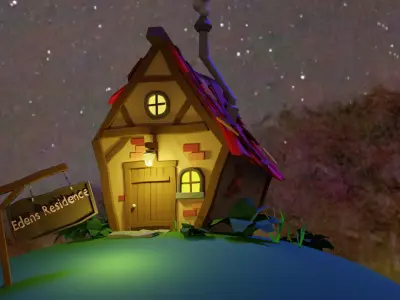 lowpoy cottage  Free low-poly 3D model