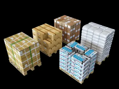 Boxes on a pallet 3D model