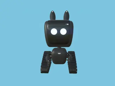 Cute Robot 02 - Black 03 Faces - Character Design Fashion Low-poly 3D model