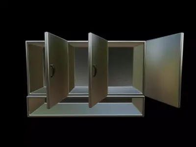 Modern Metallic Wall Cabinet with Openable Doors Low-poly 3D model