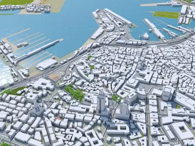 Genoa Downtown Italy  Low-poly 3D model