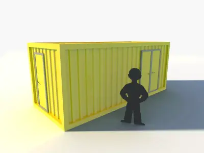 Shipping Container with Doors Low-poly 3D model
