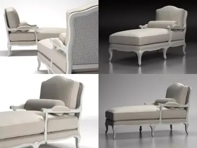 French Vintage chaise 3D model