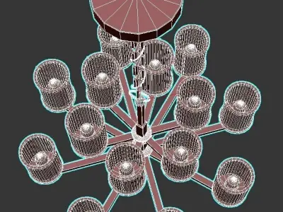 Claridges light chrome chandelier with clear glass cylinders 3D model