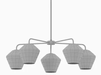 Sculptural Glass 5-Light Geo Chandelier 3D model