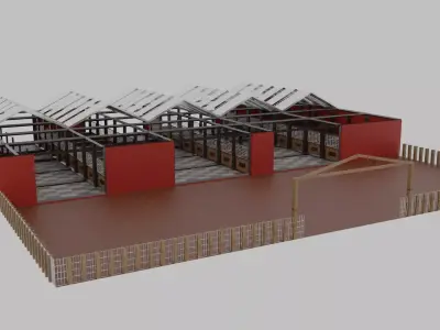 Horse Stable Low-poly 3D model