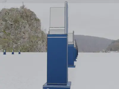 Street Light 8 Bollard 500 mm Futuristic Blue Version 2 Low-poly 3D model