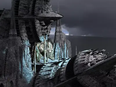 Covenant City Telescopes Ships 3 Kit bash 3D model