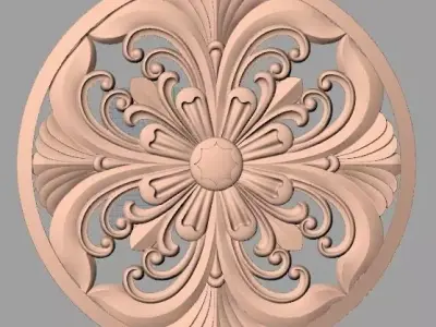 Furniture decoration round flower 3D STL model for CNC E910 3D model