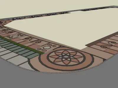 Sketchup landscape park in front of shopping mall 3d model 3D model