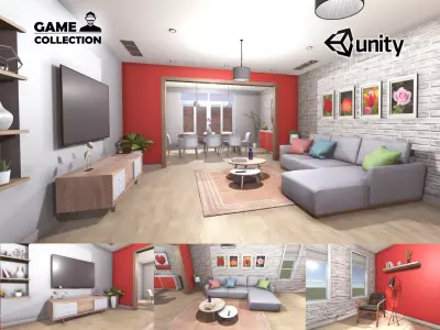 Elegant Living Room Low-poly 3D model