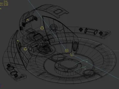 Battleship-console futuristic spaceship 3D model