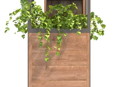 Metal and Wood Plant Stand 3D model