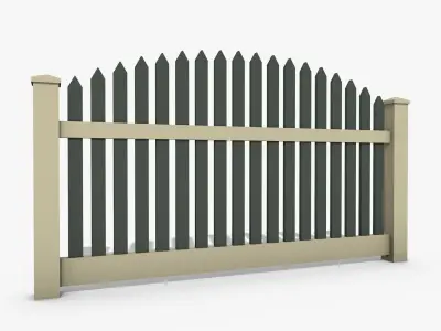 Wooden Fence Low-poly 3D model 9