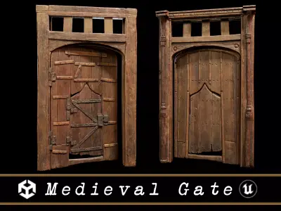 Medieval Gate Low-poly 3D model