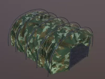 Military tent summer camo great for base - Low poly Low-poly 3D model