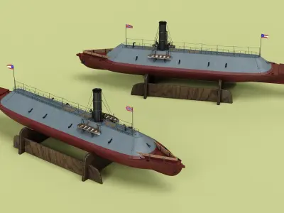  Confederate Navy Ship CSS Virginia on Stand 