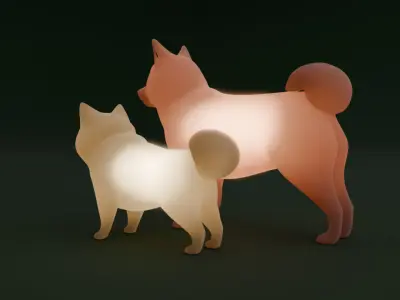 Indirect lighting of Shiba Inu and Mame shiba 3D model
