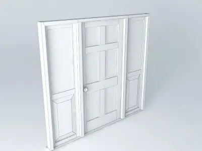 Door wooden with glass panels Free 3D model