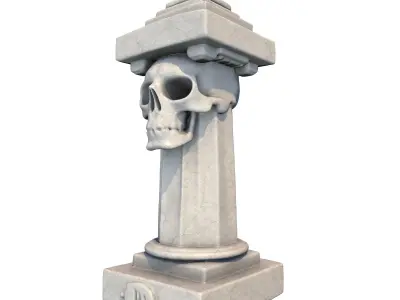 Temple Stone Skull Pillar 4 3D print model