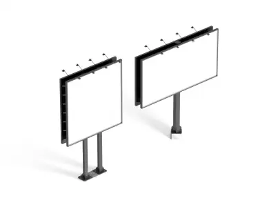 Advertising Street Billboard 2 Type - rectangular square banner 3D model