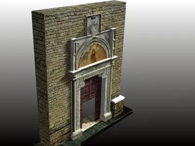 Medieval Romanic Style Portal no 2 Low-poly 3D model
