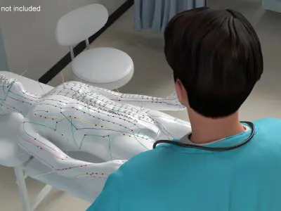  Asian Medic with Stethoscope A-Pose 