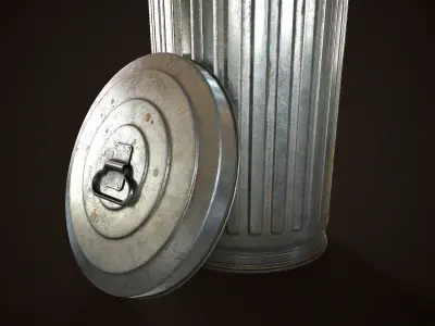 Metal trash can Low-poly 3D model get