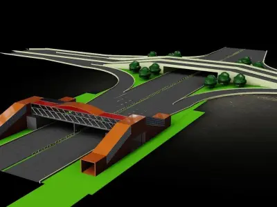 bridge road with over it 3D model